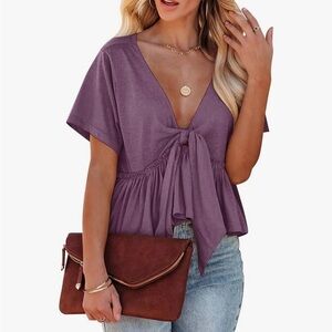 Elegant Purple Women's Tie Top Medium